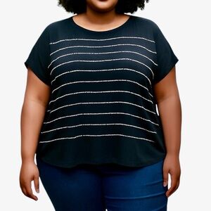 Plus Size, Lane Bryant Sleeveless Black and Silver Blouse, Size 26/28